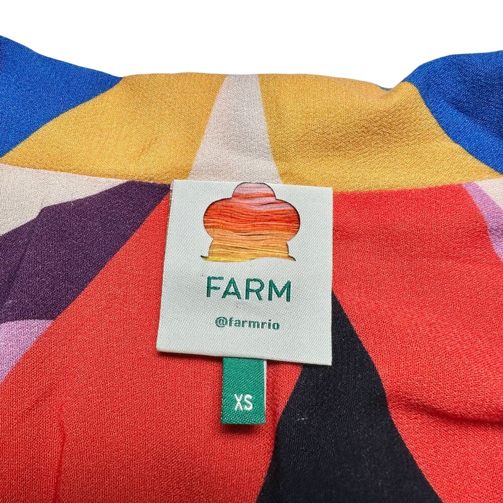 FARM Rio | Women | Multicolor Geometric Color Block Retro 60s Maxi Dress | XS - Picture 8 of 16